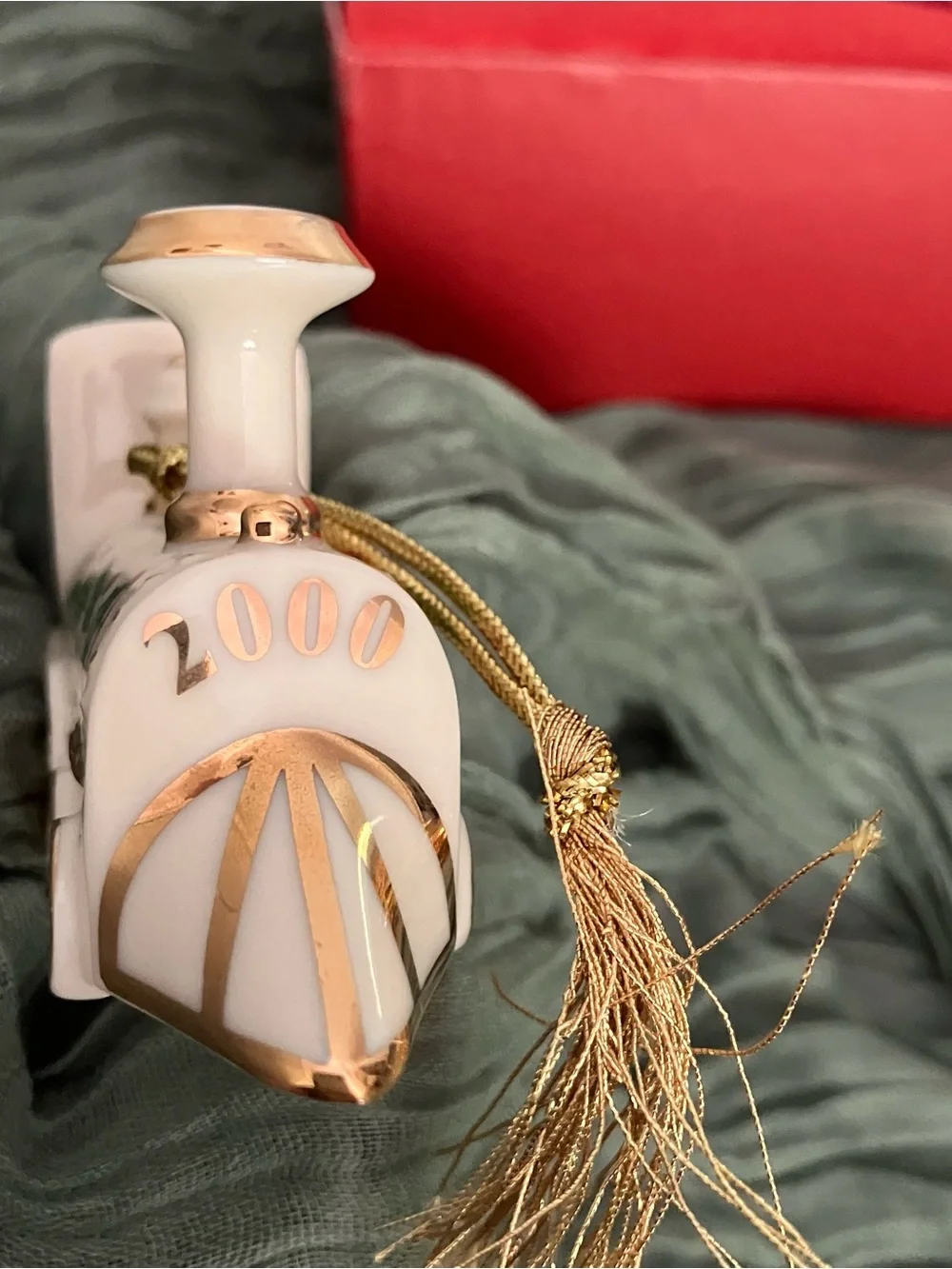 Lenox Porcelain Train 2000 Ornament with Gold Accents